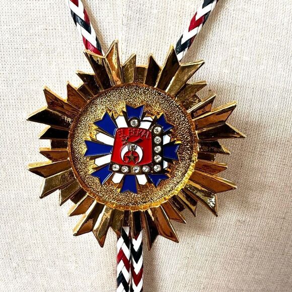 El Bekal red white and blue bolo tie - Picture 1 of 9